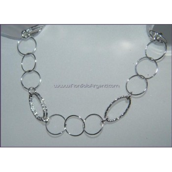 NSA|Argento 925 : Bracciale con cerchi lisci e ovali diamantati