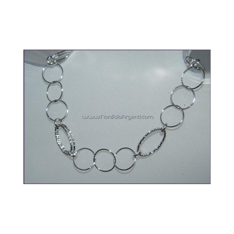 NSA|Argento 925 : Bracciale con cerchi lisci e ovali diamantati