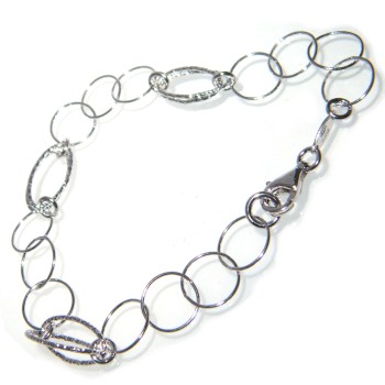 NSA|Bracciale argento 925 con cerchi lisci e ovali diamantati