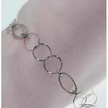 NSA|925 silver women's bracelet with smooth and oval diamond circles