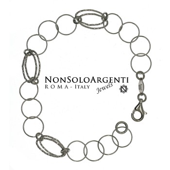 NSA|Bracciale argento 925 garantito, con cerchi lisci e ovali diamantati gioielleria
