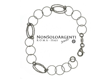 NSA|Bracciale argento 925 garantito, con cerchi lisci e ovali diamantati gioielleria
