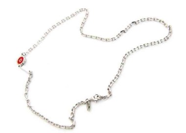 NSA|fine silver : Necklace chain man 50 cm filled with wind rose red enamel