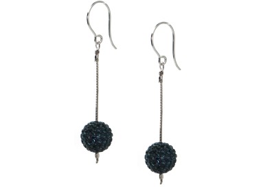 NSA|Orecchini argento 925 ciondolo Con Sfere a Pavè di Zirconi blu cobalto