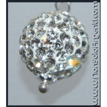 NSA|Argento 925 : Bracciale caucciu regolabile con sfera di zirconia bianchi