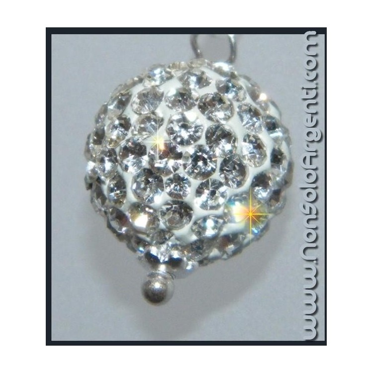 NSA|Argento 925 : Bracciale caucciu regolabile con sfera di zirconia bianchi