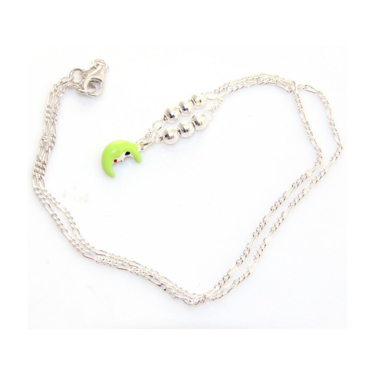 NSA|Argento 925 : Collana girocollo donna ragazza con mezza luna verde fluo