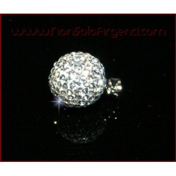 NSA|Ciondolo Argento 925 : Sfera media bianca con pavè di Zirconia collana laminata in omaggio