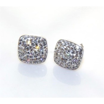 NSA|Argento 925 : Brillanti orecchini quadrati pave' di zirconia bianco