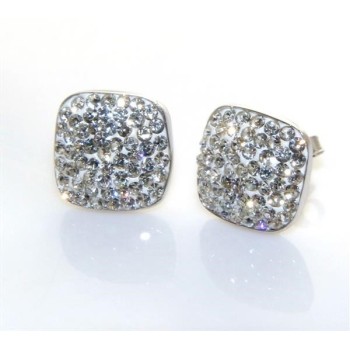 NSA|Argento 925 : Brillanti orecchini quadrati pave' di zirconia bianco