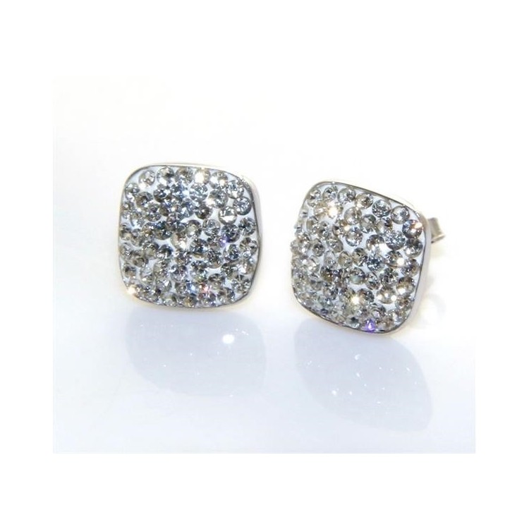 NSA|Argento 925 : Brillanti orecchini quadrati pave' di zirconia bianco