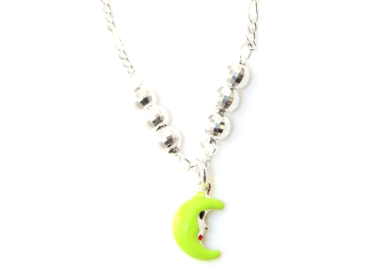 NSA|Argento 925 : Collana girocollo donna ragazza con mezza luna verde fluo