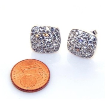 NSA|Argento 925 : Brillanti orecchini quadrati pave' di zirconia bianco