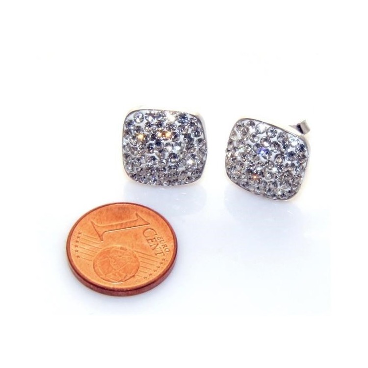 NSA|Argento 925 : Brillanti orecchini quadrati pave' di zirconia bianco