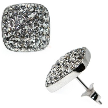 NSA|large square earrings in 925 silver paved with white zircons