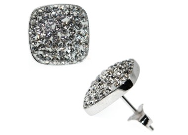 NSA|large square earrings in 925 silver paved with white zircons
