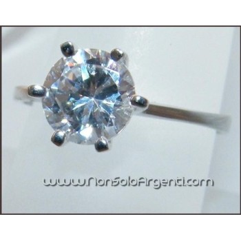 NSA|Argento 925 Italiano Rodiato : Anello Solitario con Zirconia