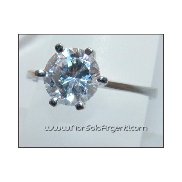 NSA|Argento 925 Italiano Rodiato : Anello Solitario con Zirconia