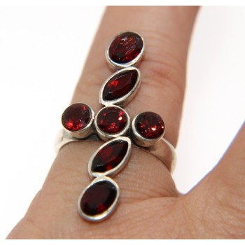 NSA|Anello granato argento 925 lungo croce naturale misura 20 donna