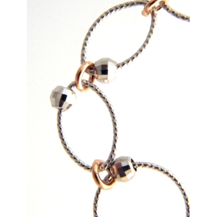 NSA|925 silver: Rhodium-plated and gold-plated bracelet with satin-finished circles and ellipses