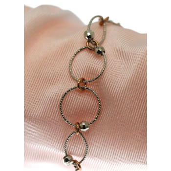 NSA|Argento 925 : Bracciale rodiato e placcato oro con cerchi e ellissi satinati