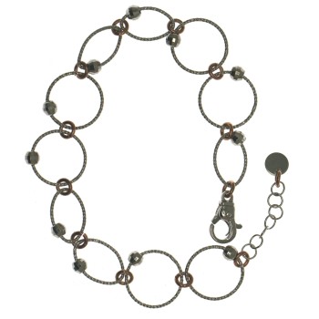 NSA|Argento 925 : Bracciale rodiato e placcato oro con cerchi e ellissi satinati