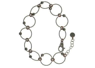 NSA|Rhodium-plated and gold-plated 925 silver bracelet with satin-finished circles
