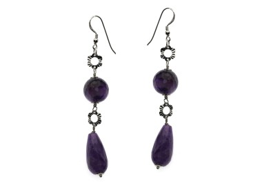 NSA|925 silver earrings with briolette and round purple amethyst