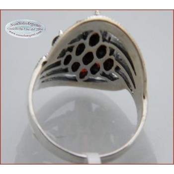 NSA|Anello argento 925 cristallo Idrotermale navette marcasite misura 18