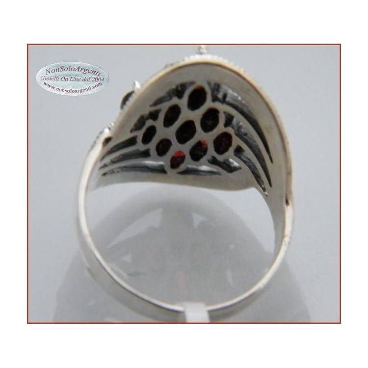 NSA|Anello argento 925 cristallo Idrotermale navette marcasite misura 18