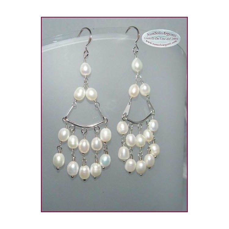 NSA|Chandelier earrings 925 silver Cultivated Pearls pendants for woman