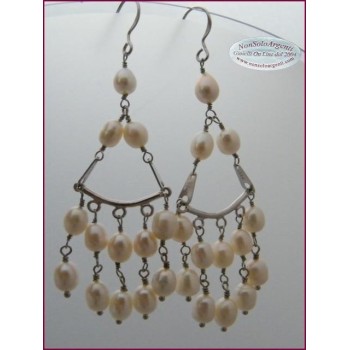 NSA|Orecchini in argento 925 Rodiato Chandelier con Perle Coltivate