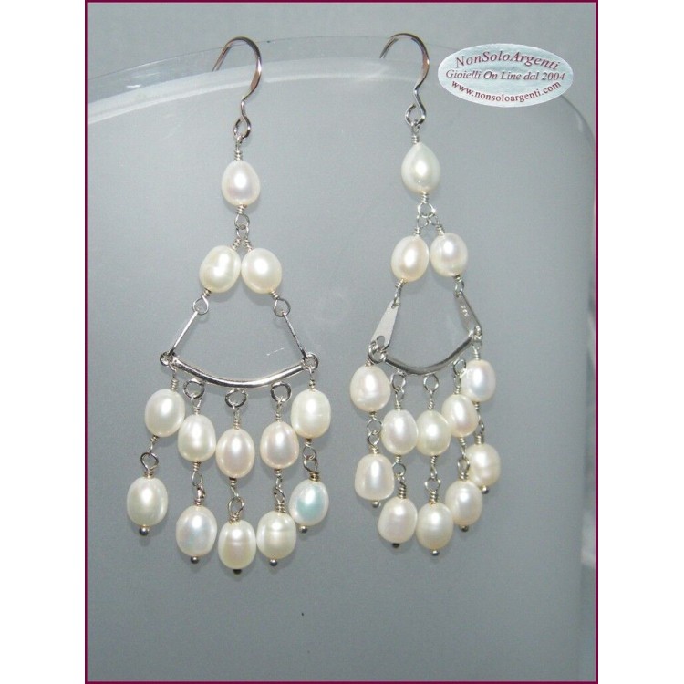 NSA|Chandelier earrings 925 silver Cultivated Pearls pendants for woman
