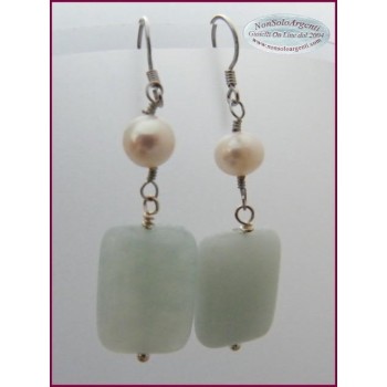 NSA|Orecchini in argento 925 Perle e Amazzonite Naturali