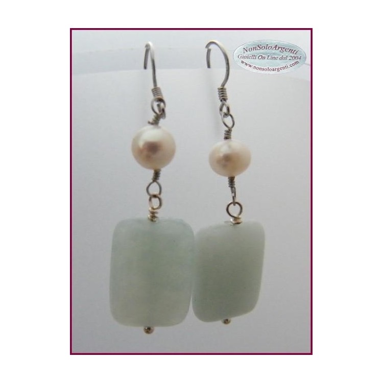 NSA|Orecchini in argento 925 Perle e Amazzonite Naturali