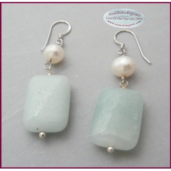 NSA|Orecchini in argento 925 Perle e Amazzonite Naturali
