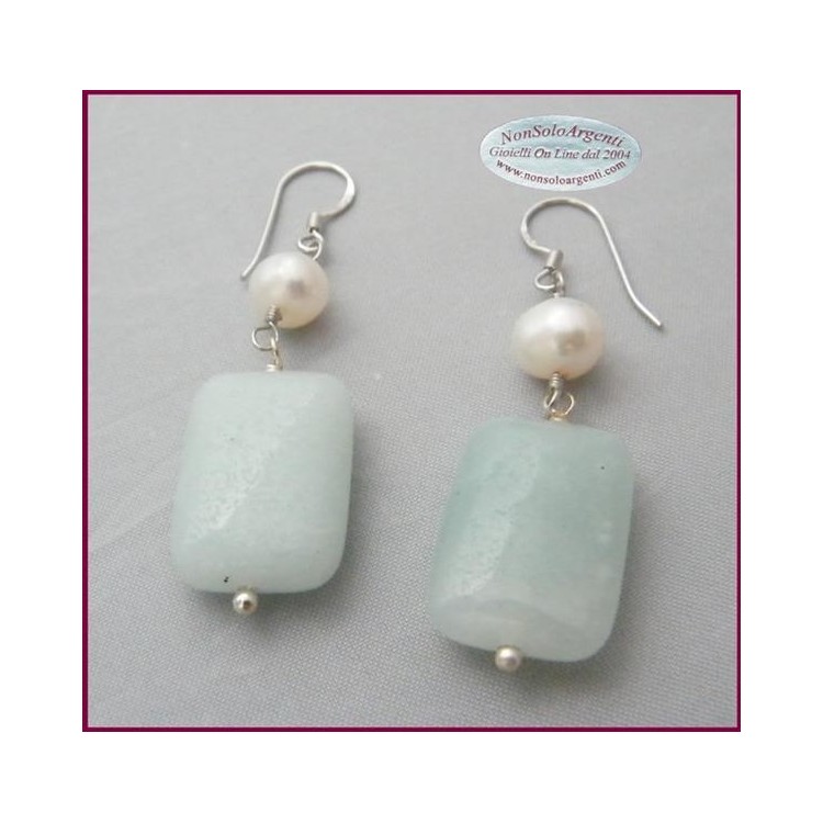 NSA|Orecchini in argento 925 Perle e Amazzonite Naturali