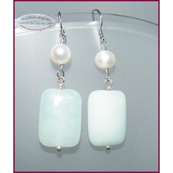 NSA|Orecchini in argento 925 Perle e Amazzonite Naturali