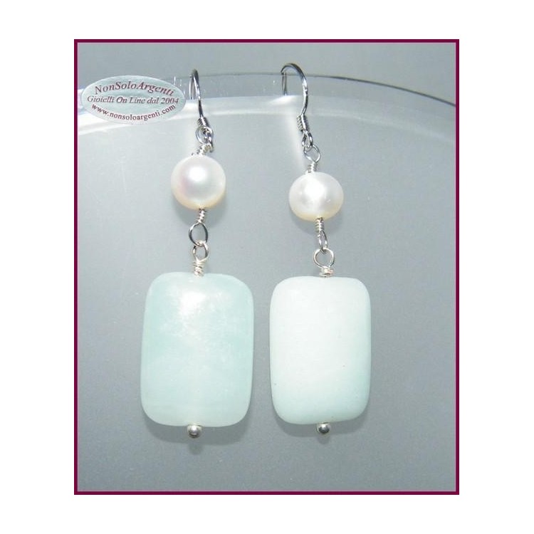 NSA|Orecchini in argento 925 Perle e Amazzonite Naturali