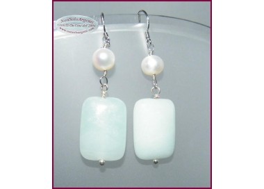 NSA|Orecchini in argento 925 Perle e Amazzonite Naturali