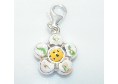 NSA|ARGENTO 925: Charme con figura di fiore  bombato smaltato a mano