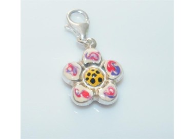 NSA|ARGENTO 925: Charme con figura di fiore  bombato smaltato a mano