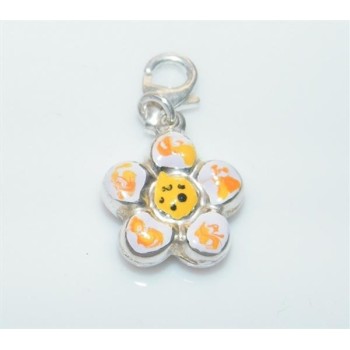 NSA|ARGENTO 925: Charme con figura di fiore  bombato smaltato a mano violetto chiaro lilla