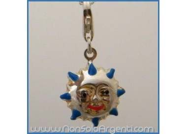 NSA|ARGENTO 925: Charme con figura di sole con raggi  bombato smaltata a mano