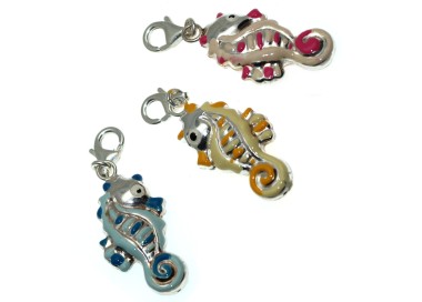 NSA|Charm argento 925 Cavallo Marino smaltata a mano rosa celeste giallo