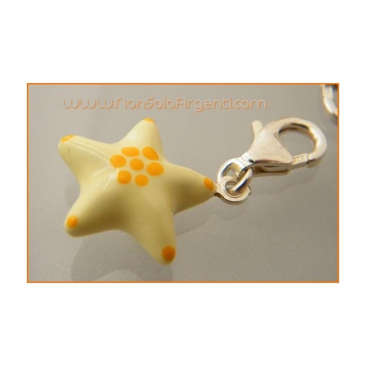 NSA|ARGENTO 925: Charme con figura di Stella bombata smaltata a mano
