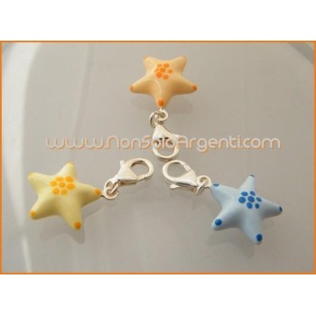 NSA|ARGENTO 925: Charme con figura di Stella bombata smaltata a mano