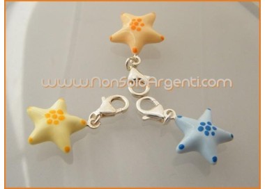 NSA|ARGENTO 925: Charme con figura di Stella bombata smaltata a mano