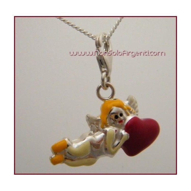 NSA|ARGENTO 925: Charme con figura angioletto con cuore