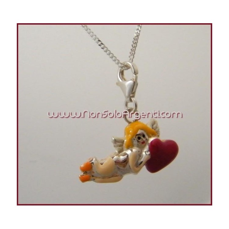 NSA|ARGENTO 925: Charme con figura angioletto con cuore